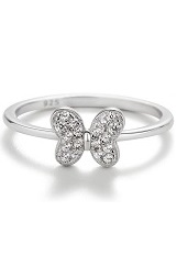 elegant sterling silver butterfly clear cubic zirconia birthstone baby ring